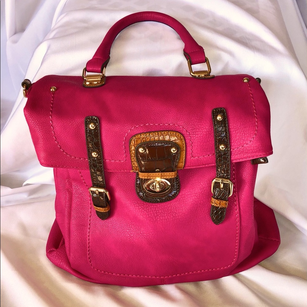 Magenta Black River Messenger Bag/Back Pack Purse